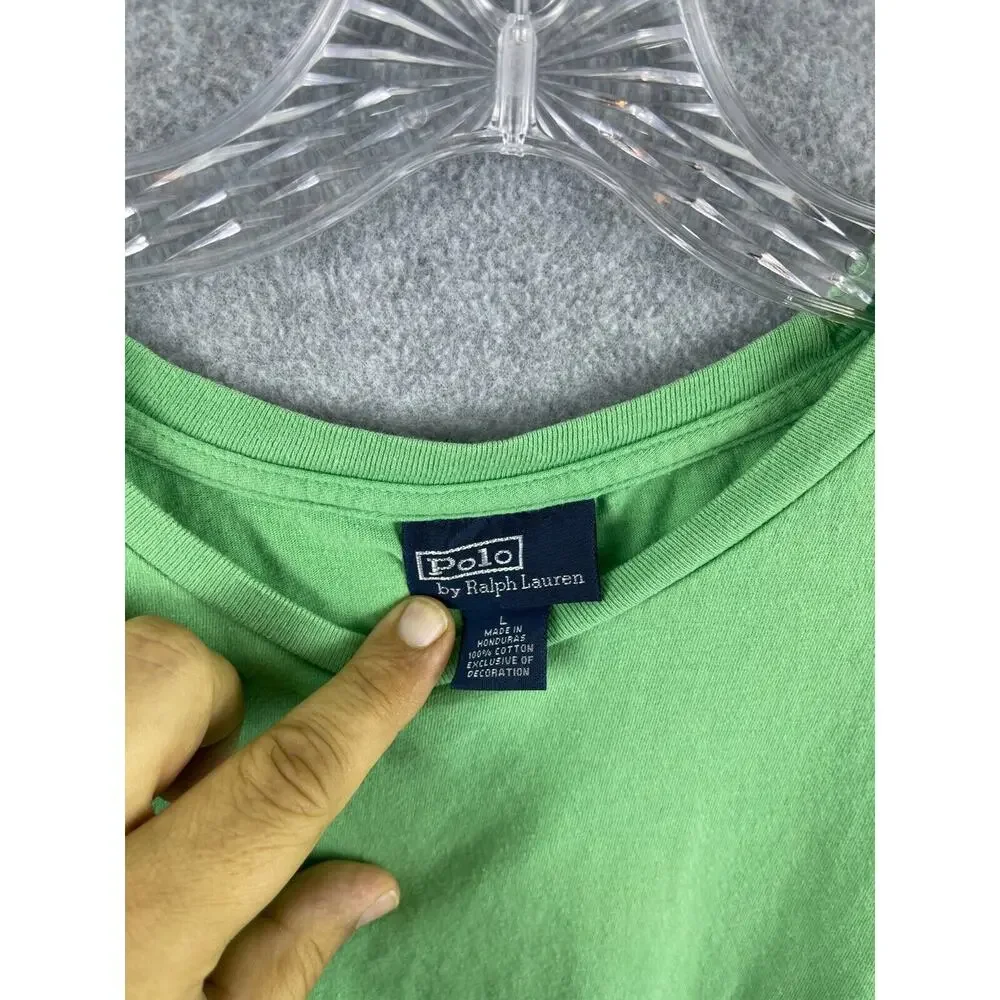 Polo Ralph Lauren Shirt Men's L Lime Green Short Sleeve Crew Neck Basic Designer